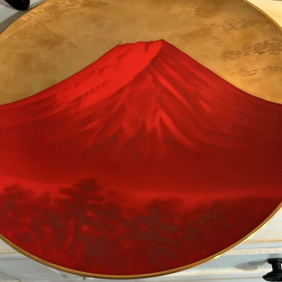 Rare Noritake Hand Painted MT Fuji Red & Gold 1960-80 Nissan Dealer Gift - Picture 9 of 9